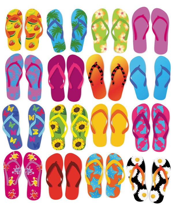 Colorful Flip Flops Vector Set | Free Vector Graphics | All Free Web ...